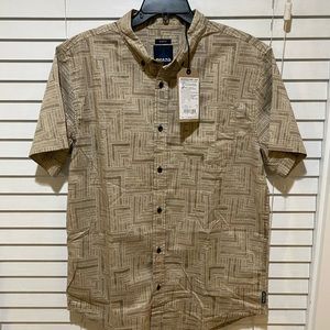 Prana Tan Geometric Casual Button Down Shirt